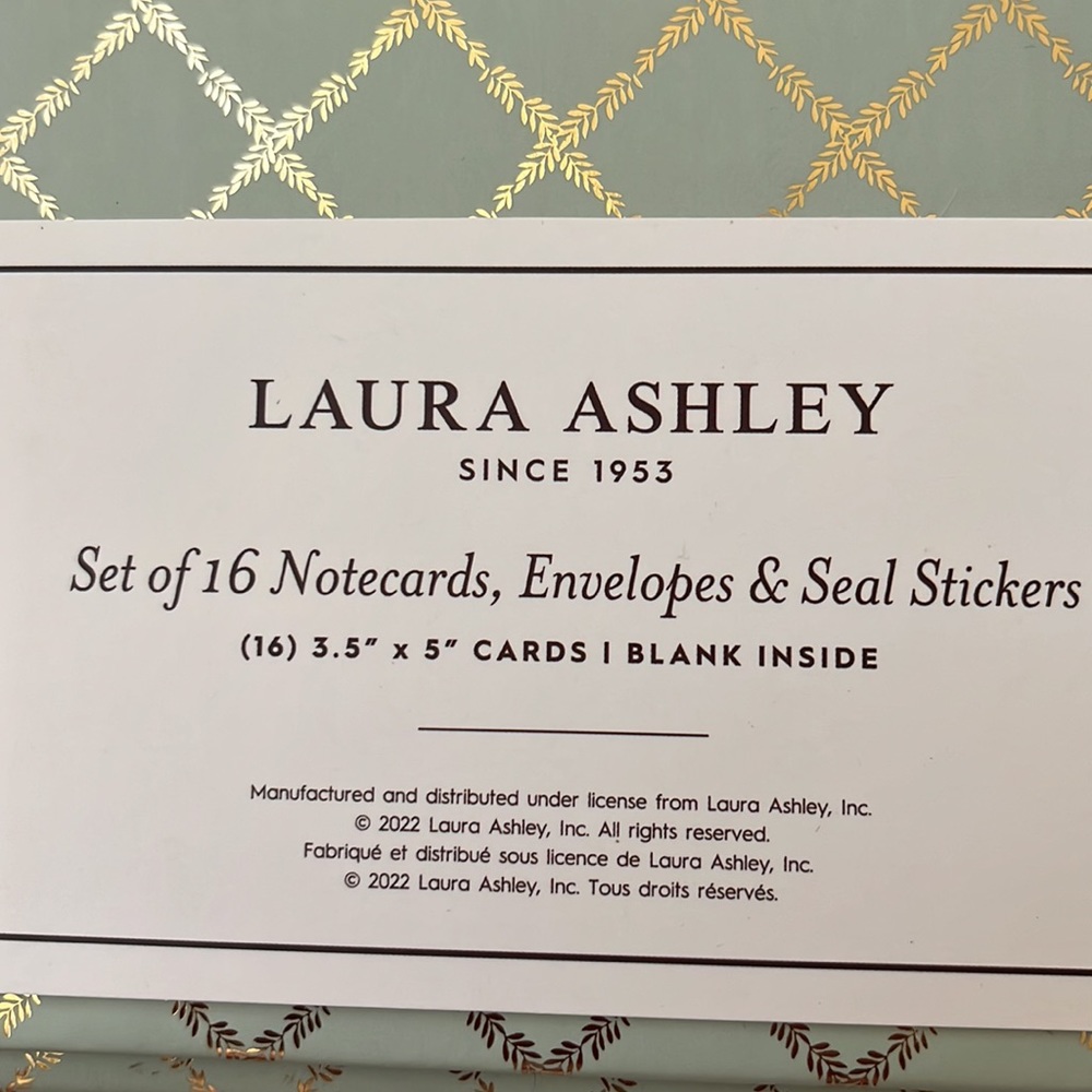 Beautiful  Laura Ashley "THANK YOU" Notecards, Envelopes & Seal Stickers - NIB - Picture 8 of 9
